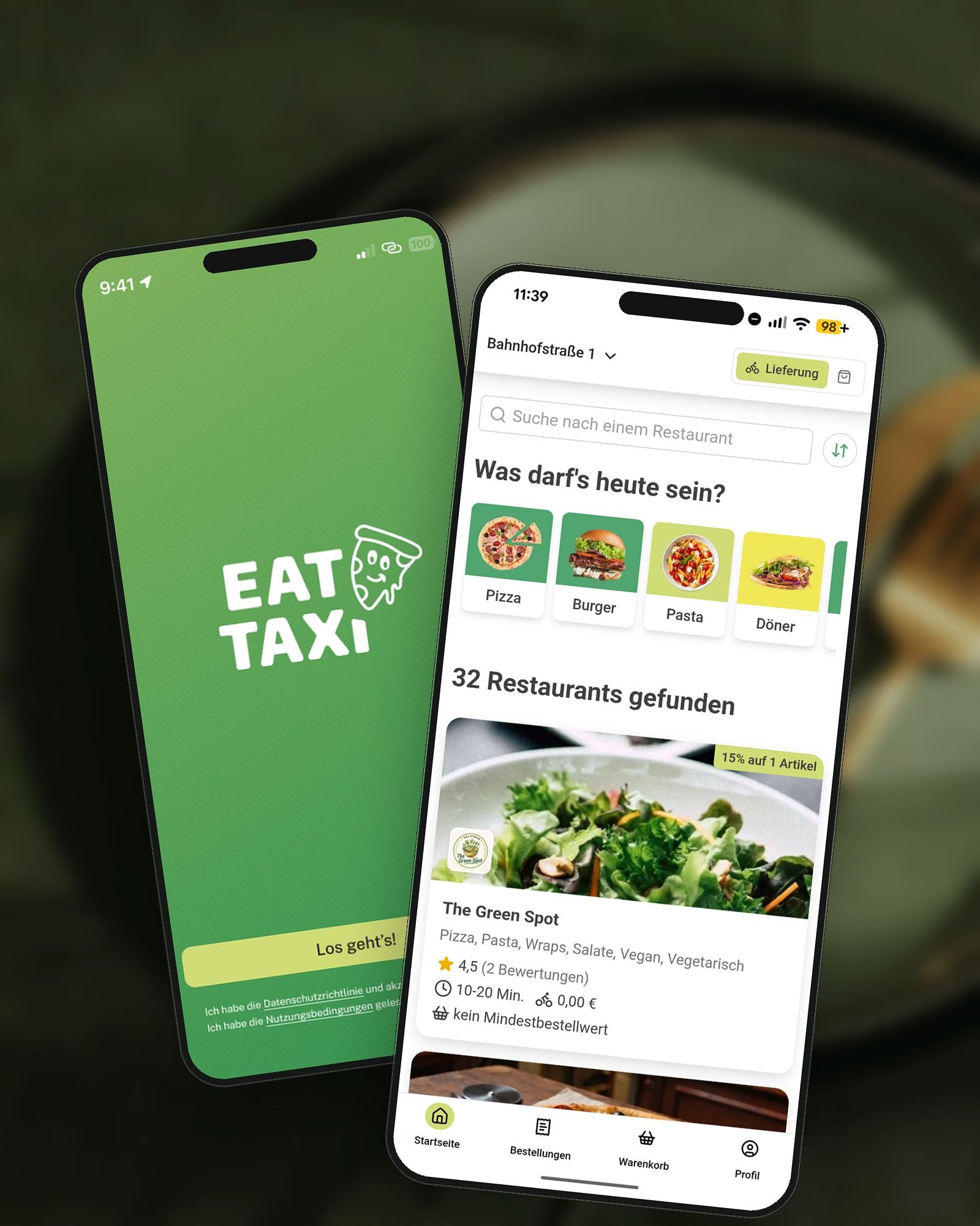 Mockup der EAT-TAXI App